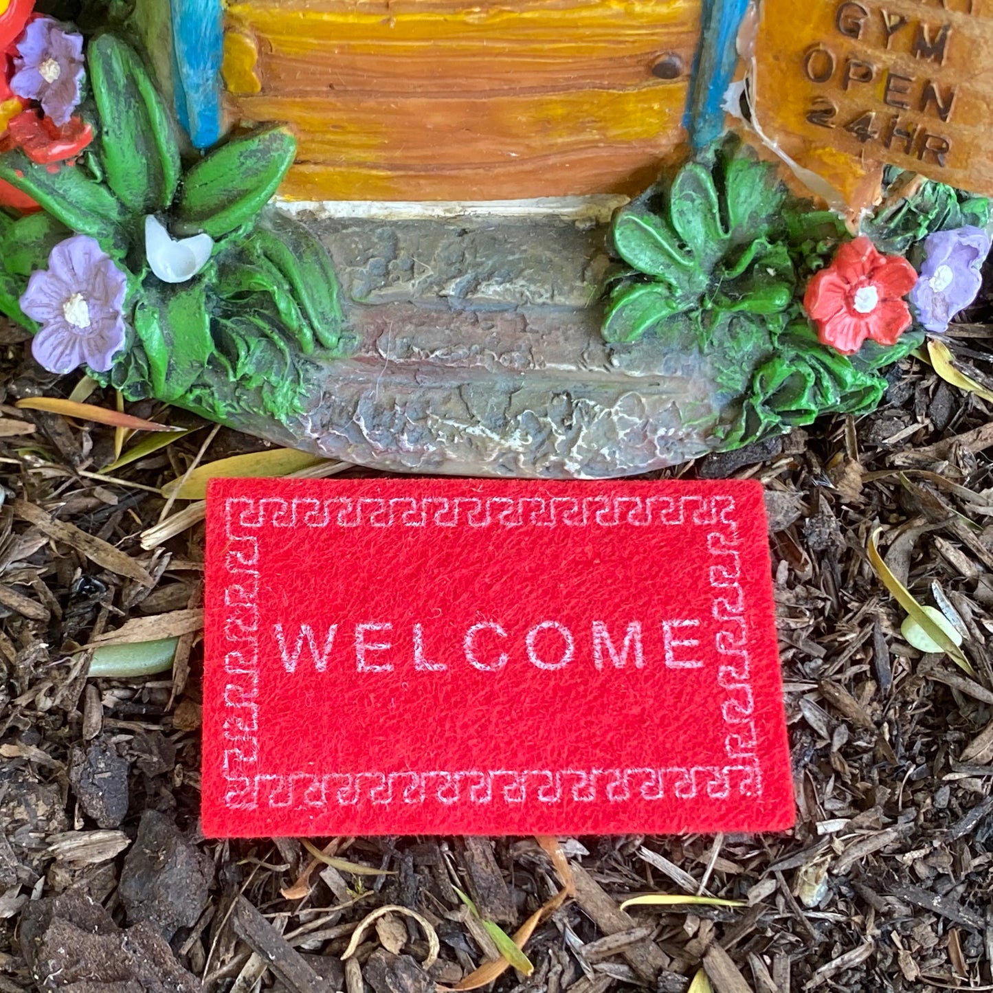 Fairy Garden Welcome Mat Red Colour