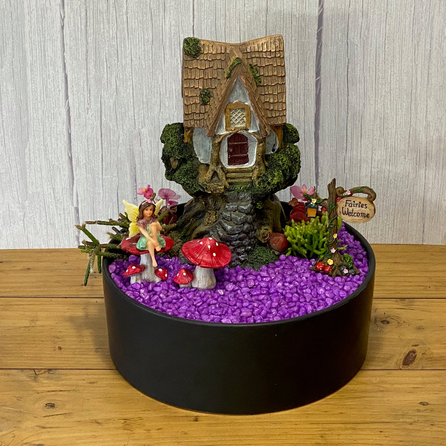 Fairy Garden with Purple Fairy Garden Pebbles
