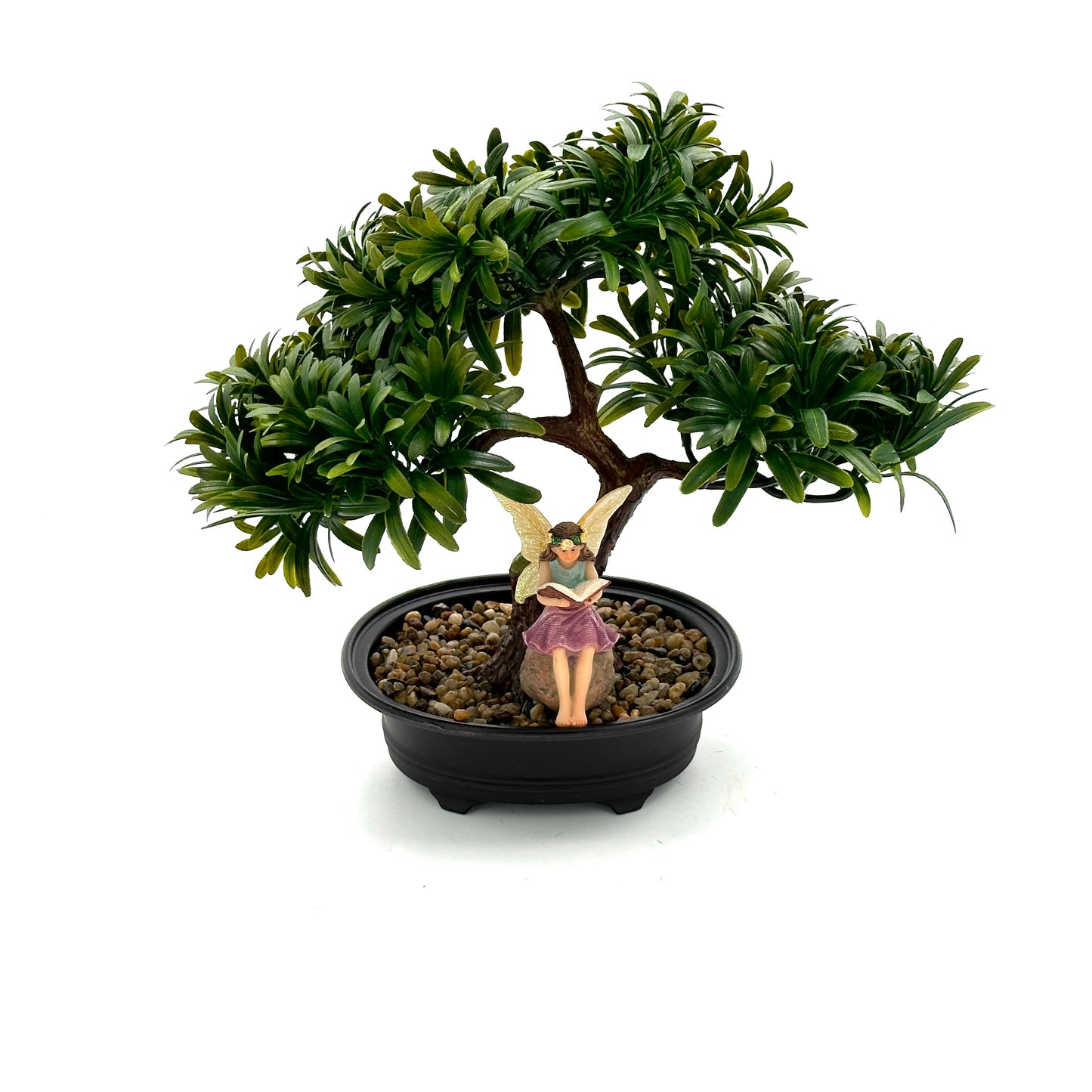 Miniature Bonsai With Reading Fairy