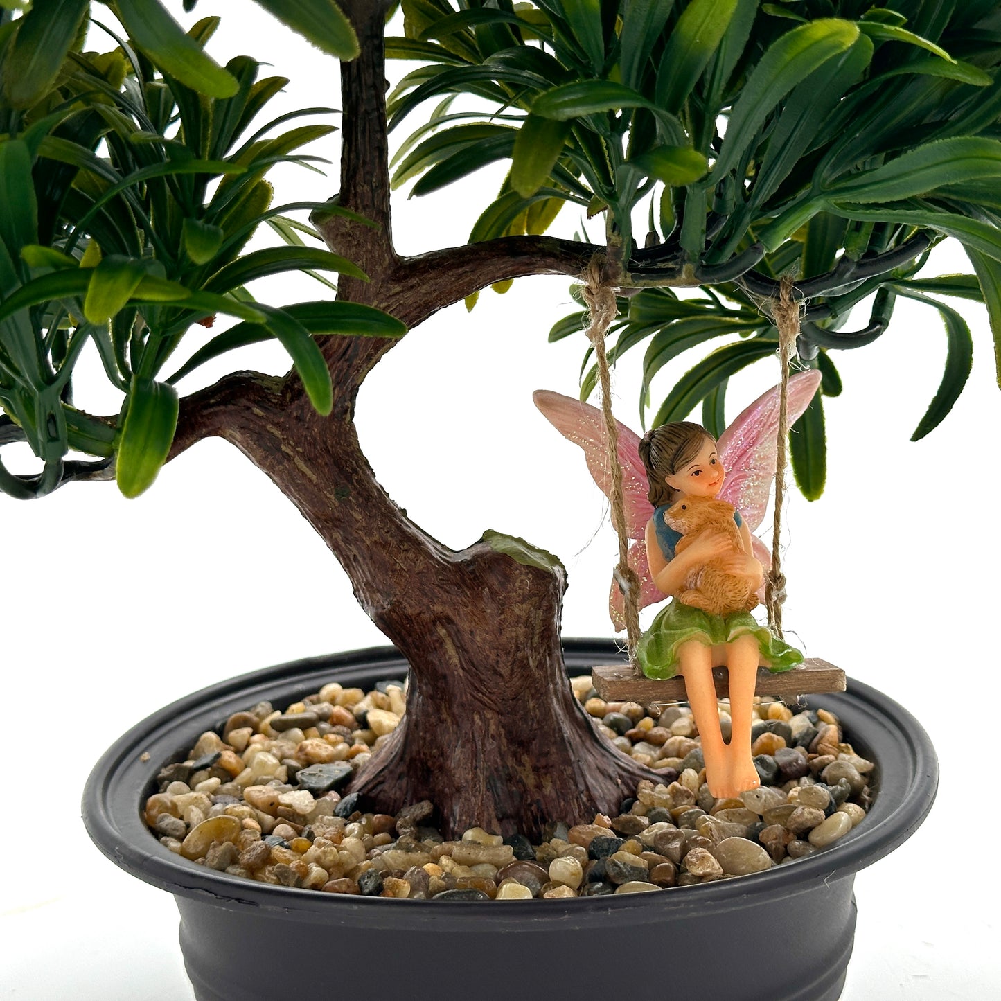 Artificial Bonsai With Fairy On A Swing