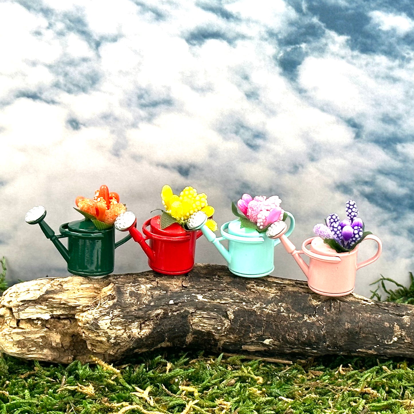 Little Metal Watering Can (With Flowers), Australian Fairy Garden Products