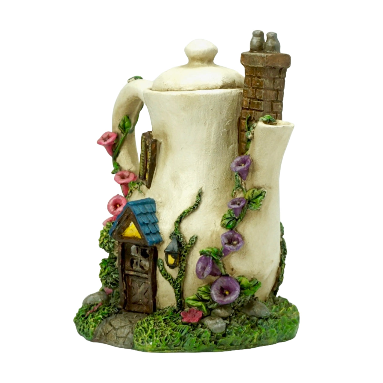 Tea Pot Fairy House with Solar Powered Lights