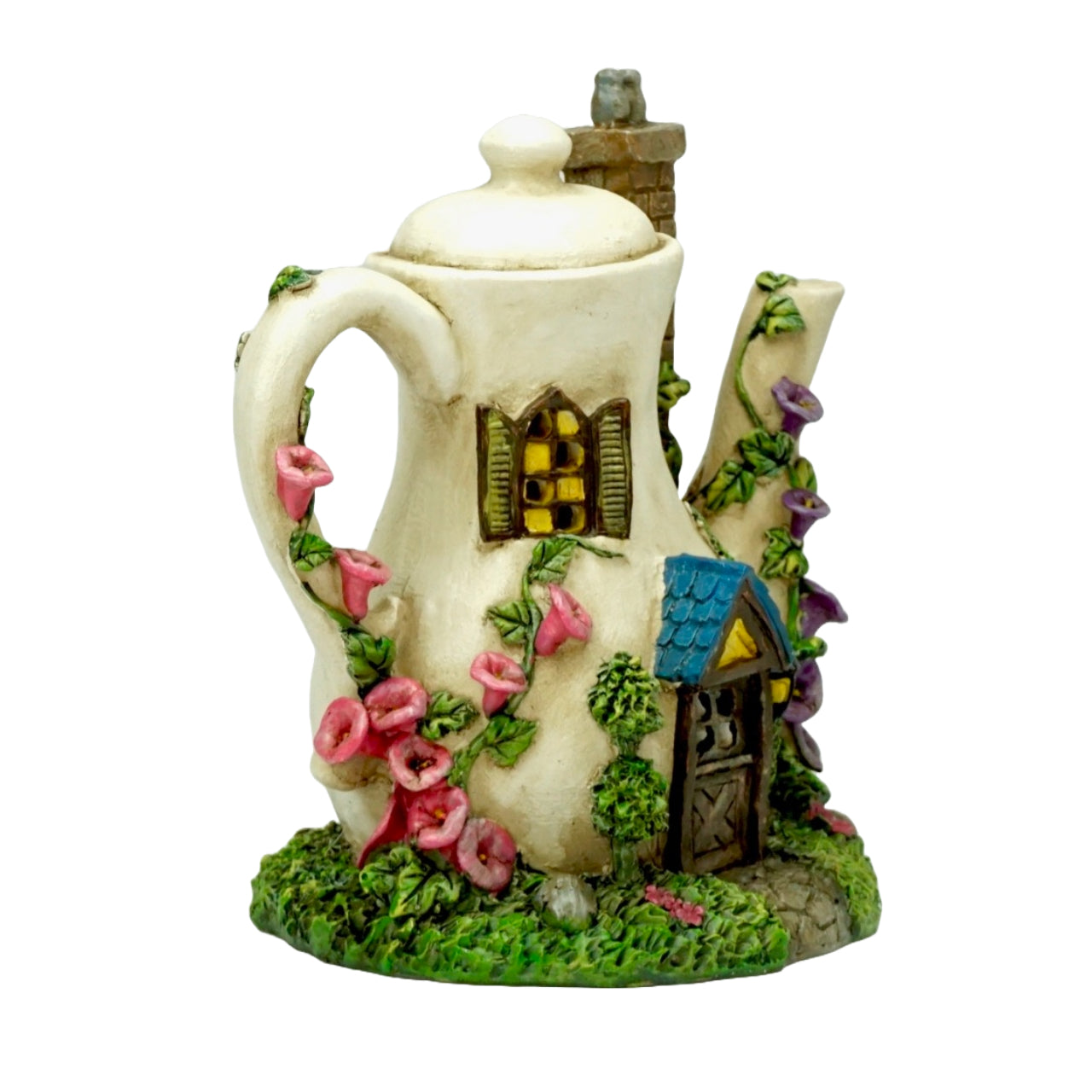 Tea Pot Fairy House with Solar Powered Lights
