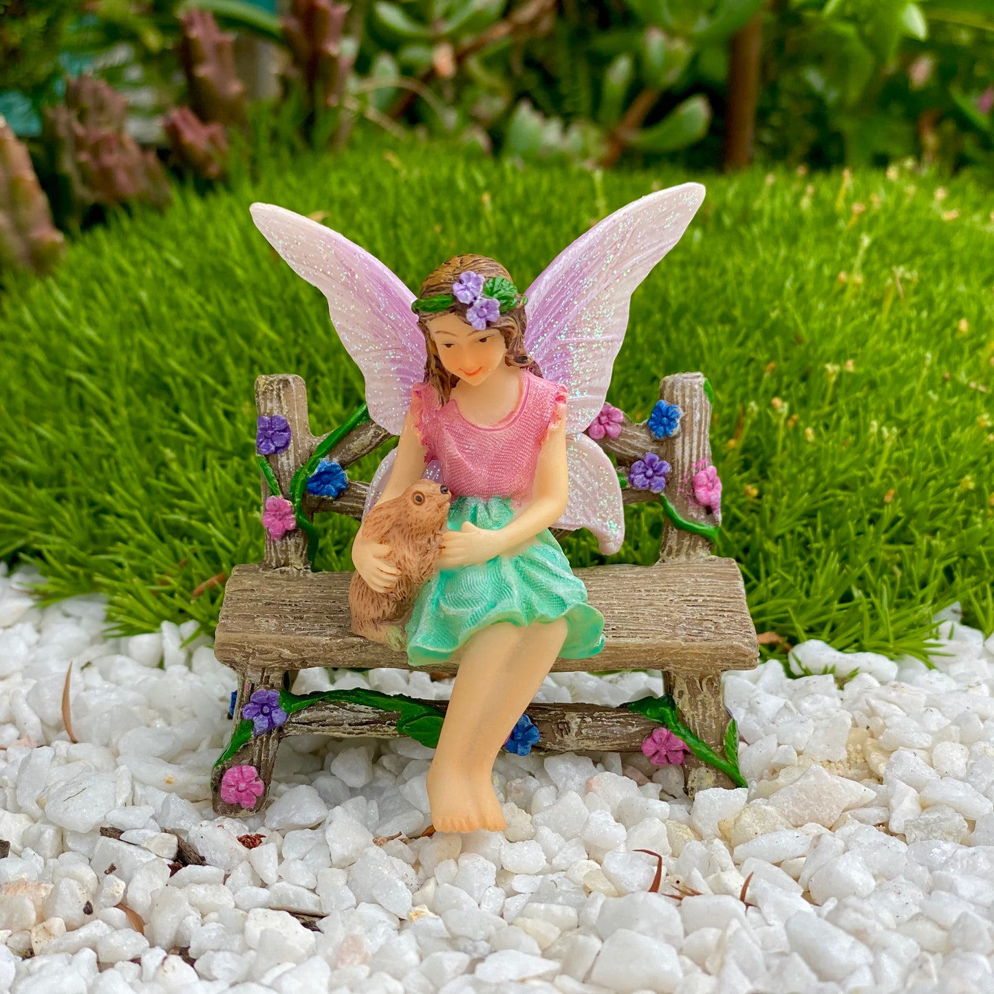 Fairy Garden Floral Bench Seat