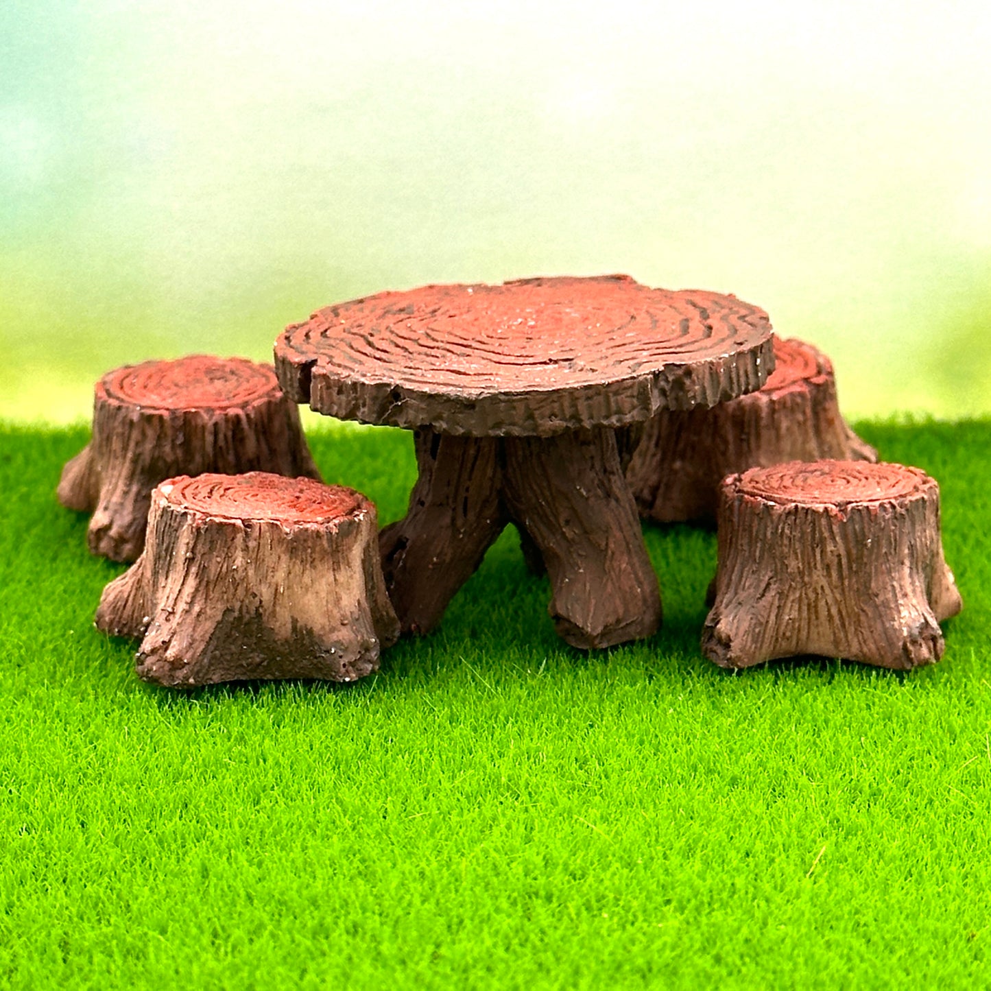 Wood-Like Tree Stump Table & Chairs