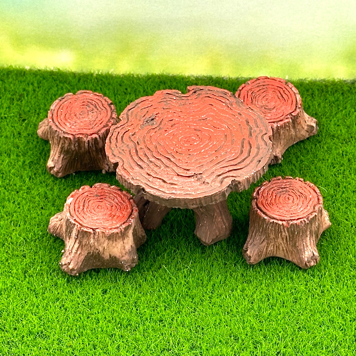 Wood-Like Tree Stump Table & Chairs