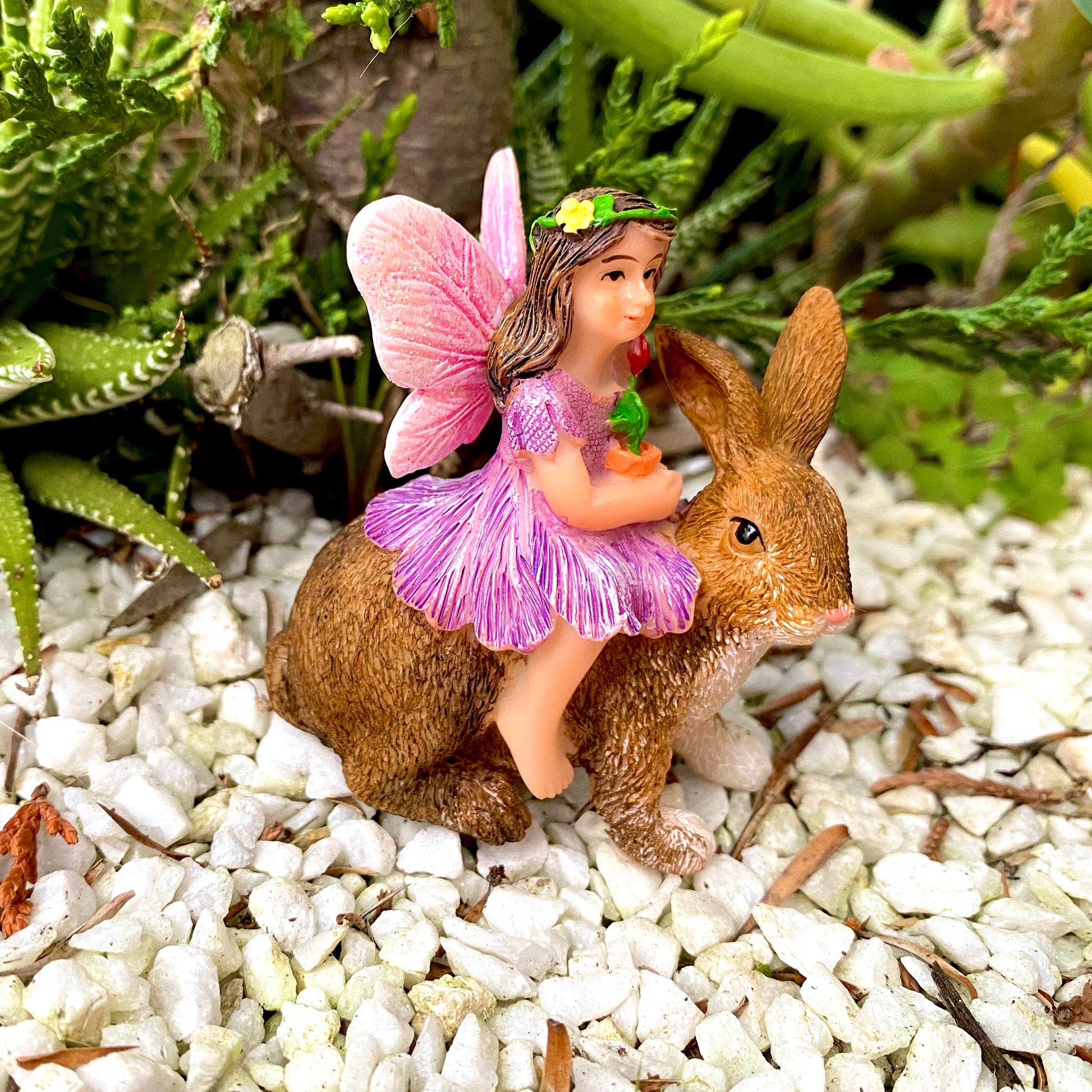 Fairy Imogen On A Bunny, Australian Fairy Gardens, Fairies