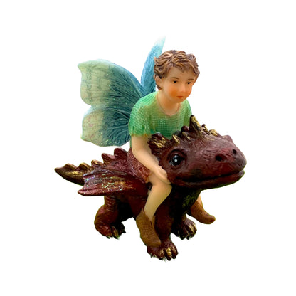 Boy Fairy riding his own mini friendly dragon
