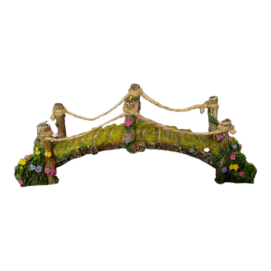 Fairy Garden Whimsical Bridge made with wood appearance and moss decoration