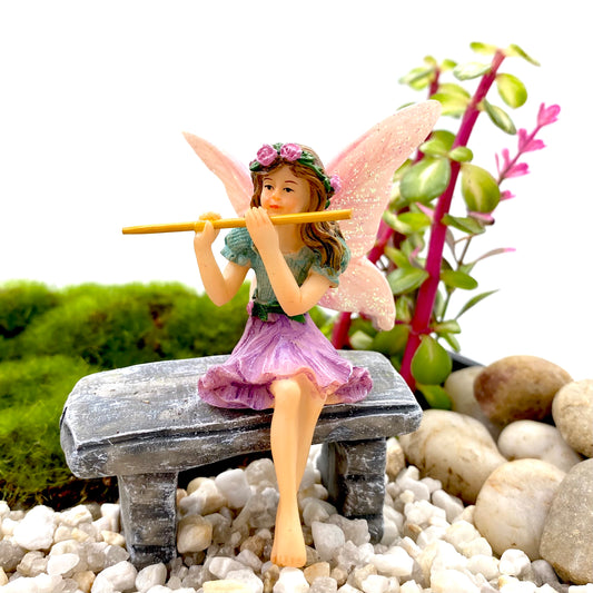 Fairy Melody Fairy Garden Figurine sitting holding a flute