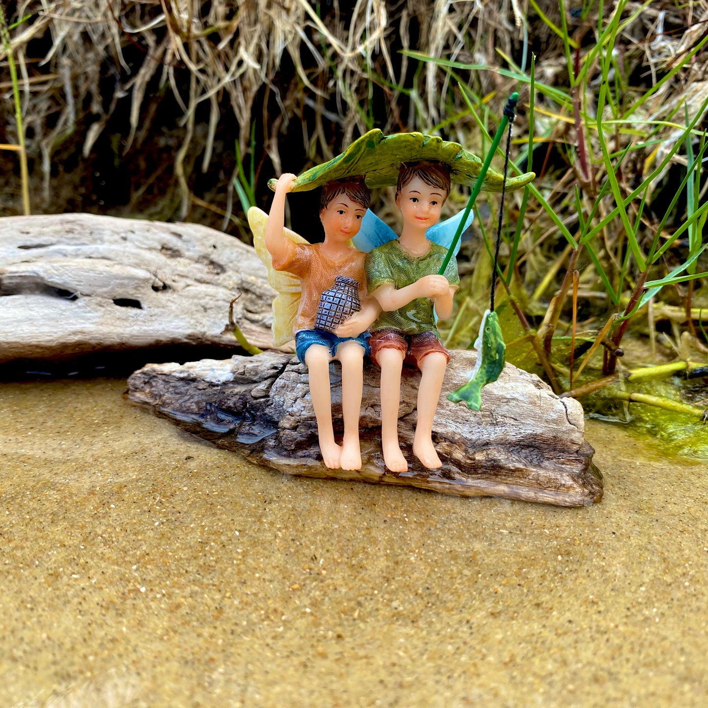 Fishing Boy Fairies, Australian Fairy Gardens,Fairies