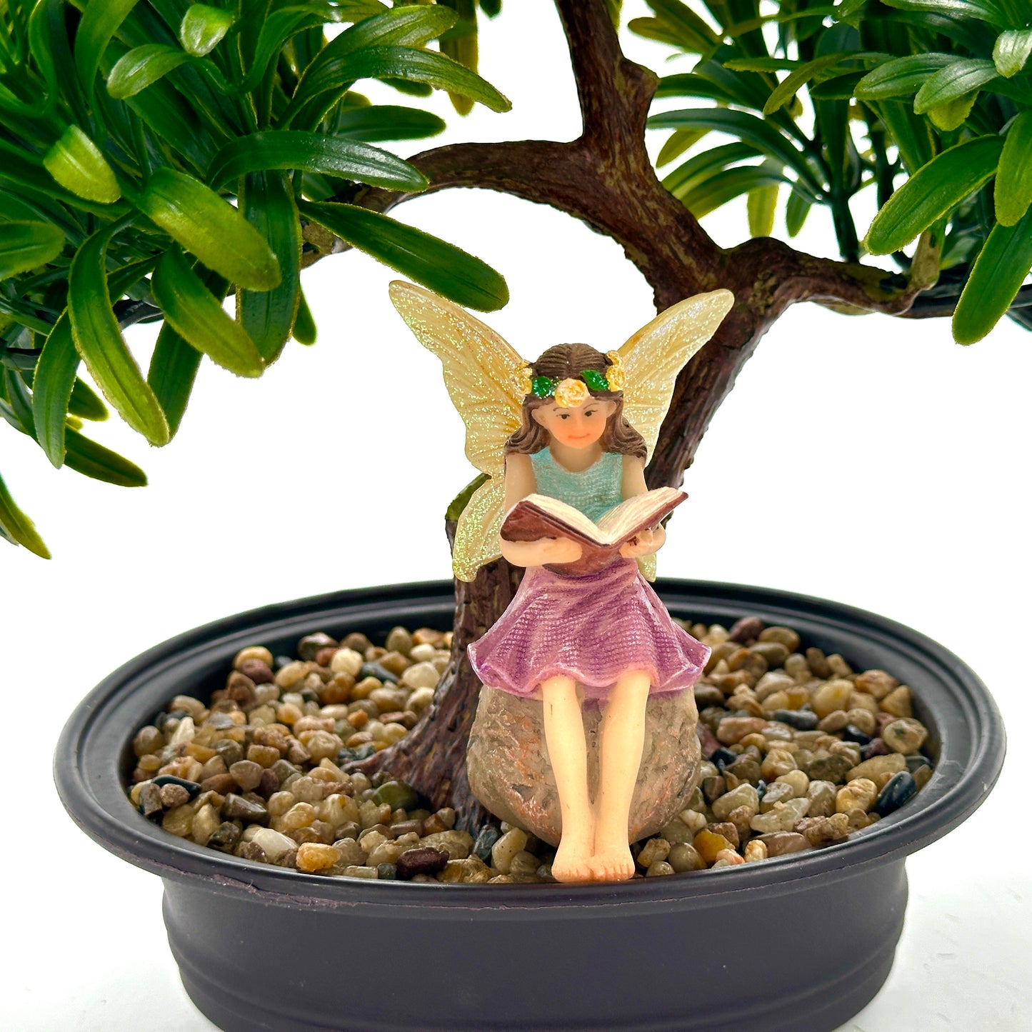 Miniature Bonsai With Reading Fairy