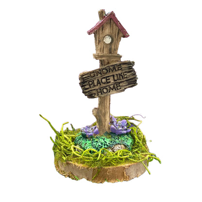 Fairy Garden Sign that reads Gnome Place Like Home