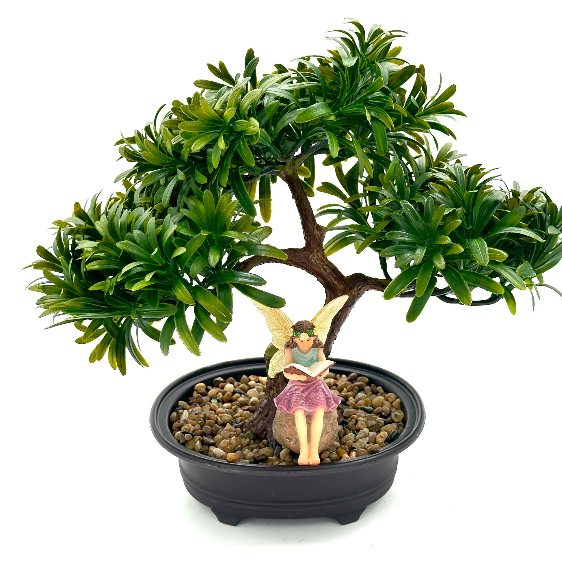 Miniature Bonsai With Reading Fairy, Australian Fairy Garden Product