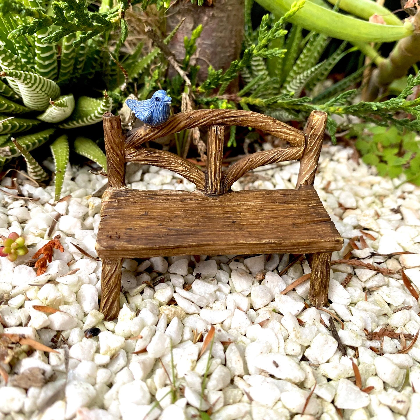 Miniature Garden Bench W/Blue Bird, Australian Fairy Garden Product