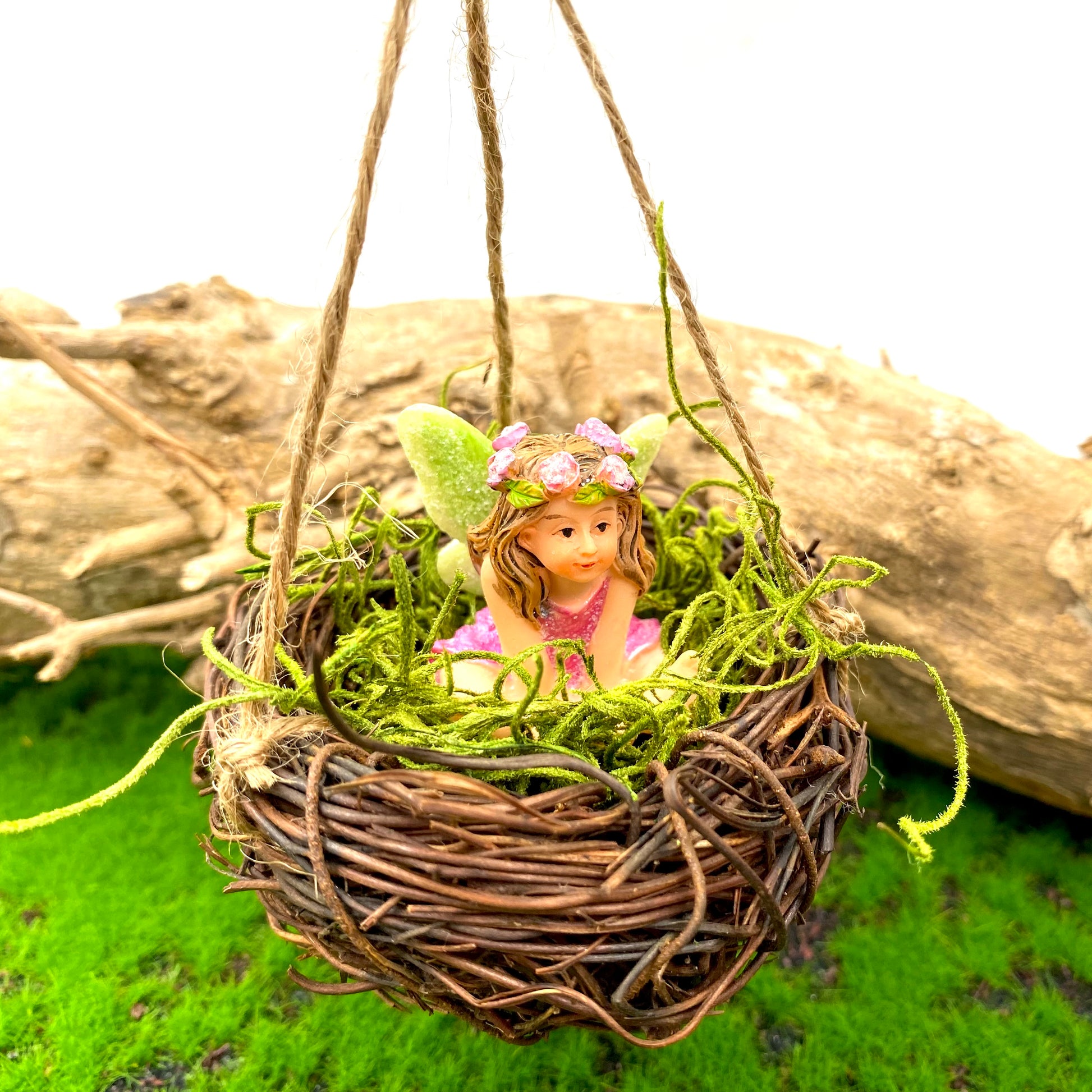 Sweet Pea In A Nest Swing, Australian Fairy Gardens, Fairies