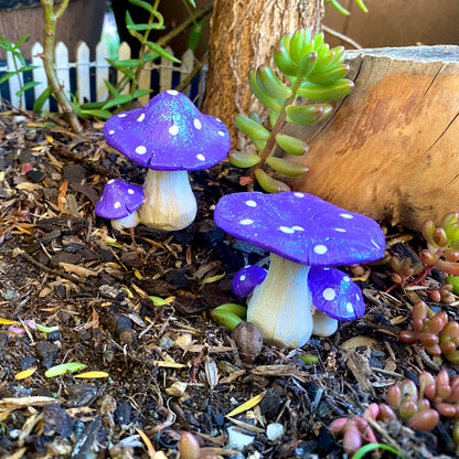 Fairy garden Sparkly Mushrooms (Purple)