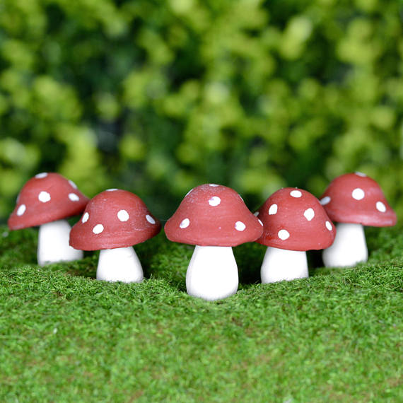 Fairy Garden Button Top Red and White Toadstools by Steph the Fairy Maker
