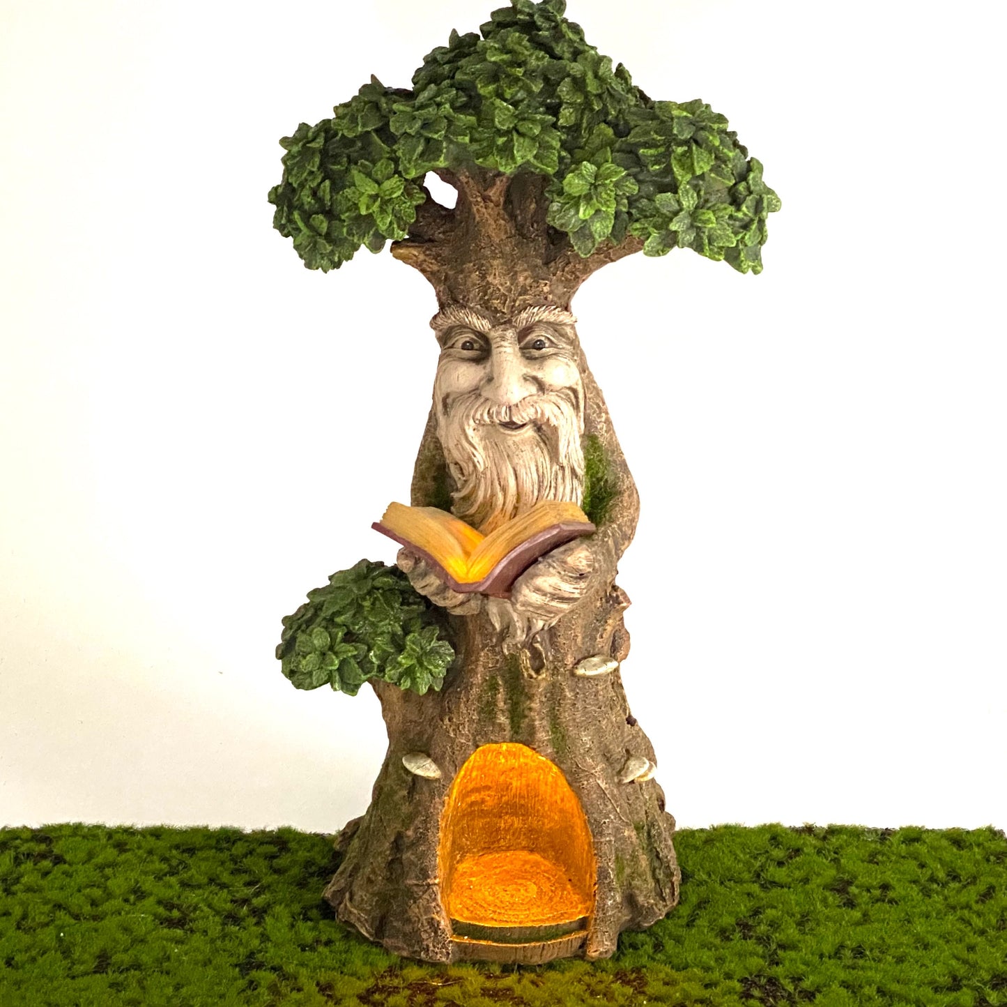 Fairy Garden solar Powered Dryad Tree house Reading A Book