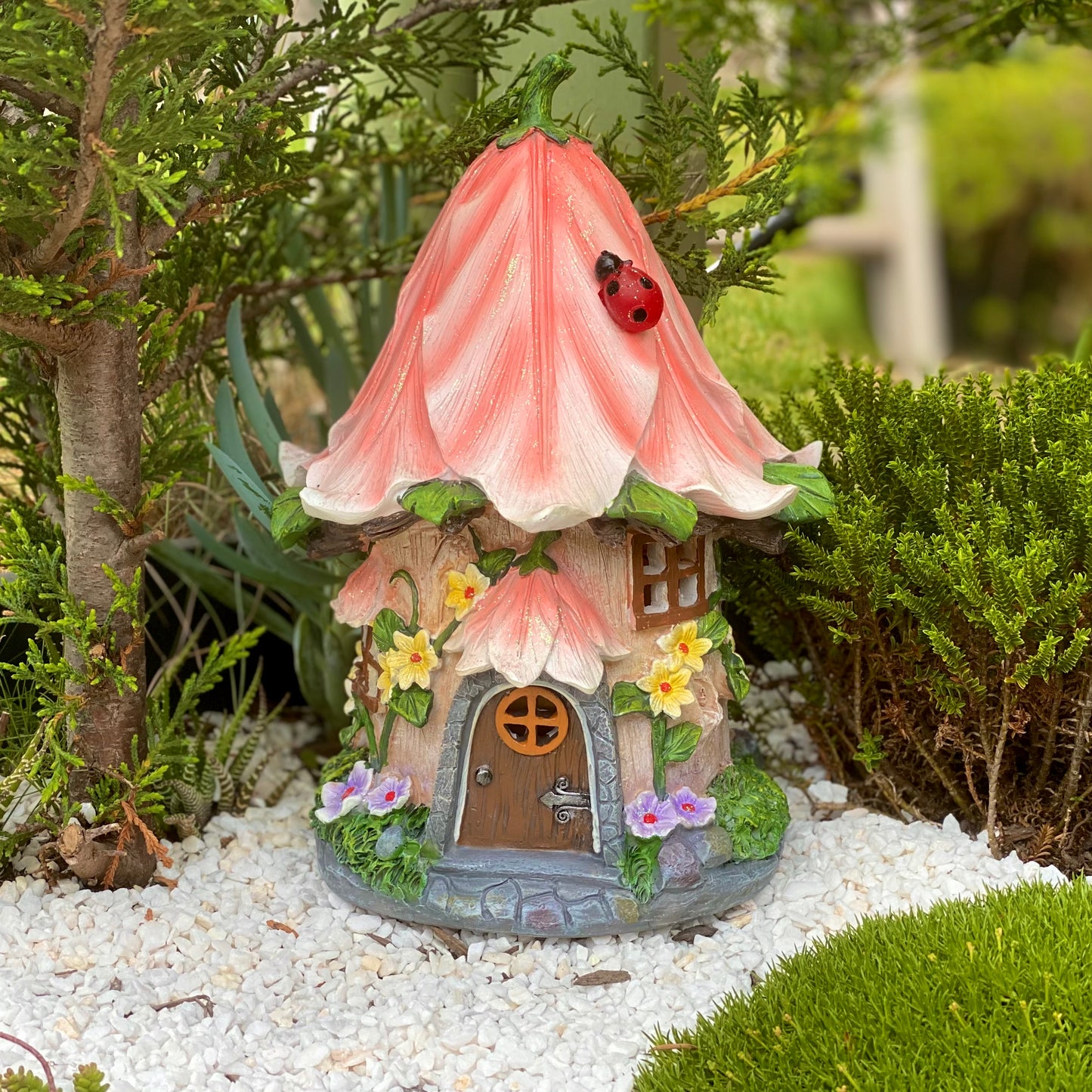 Fairy Garden Lilly Flower Solar House