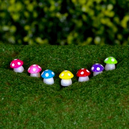 Bright Mini Resin Mushroom group by Steph the Fairy Maker