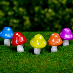 Bright Coloured Wooden Fairy Garden Mushrooms by Steph the Fairy Maker