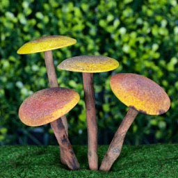 Wooden fairy garden mushrooms made in Australia by Steph the Fairy Maker