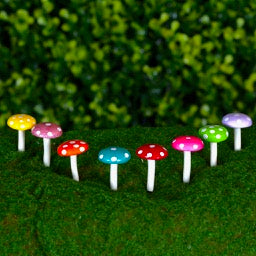 group of bright button top fairy garden mushroom from steph the fairy make