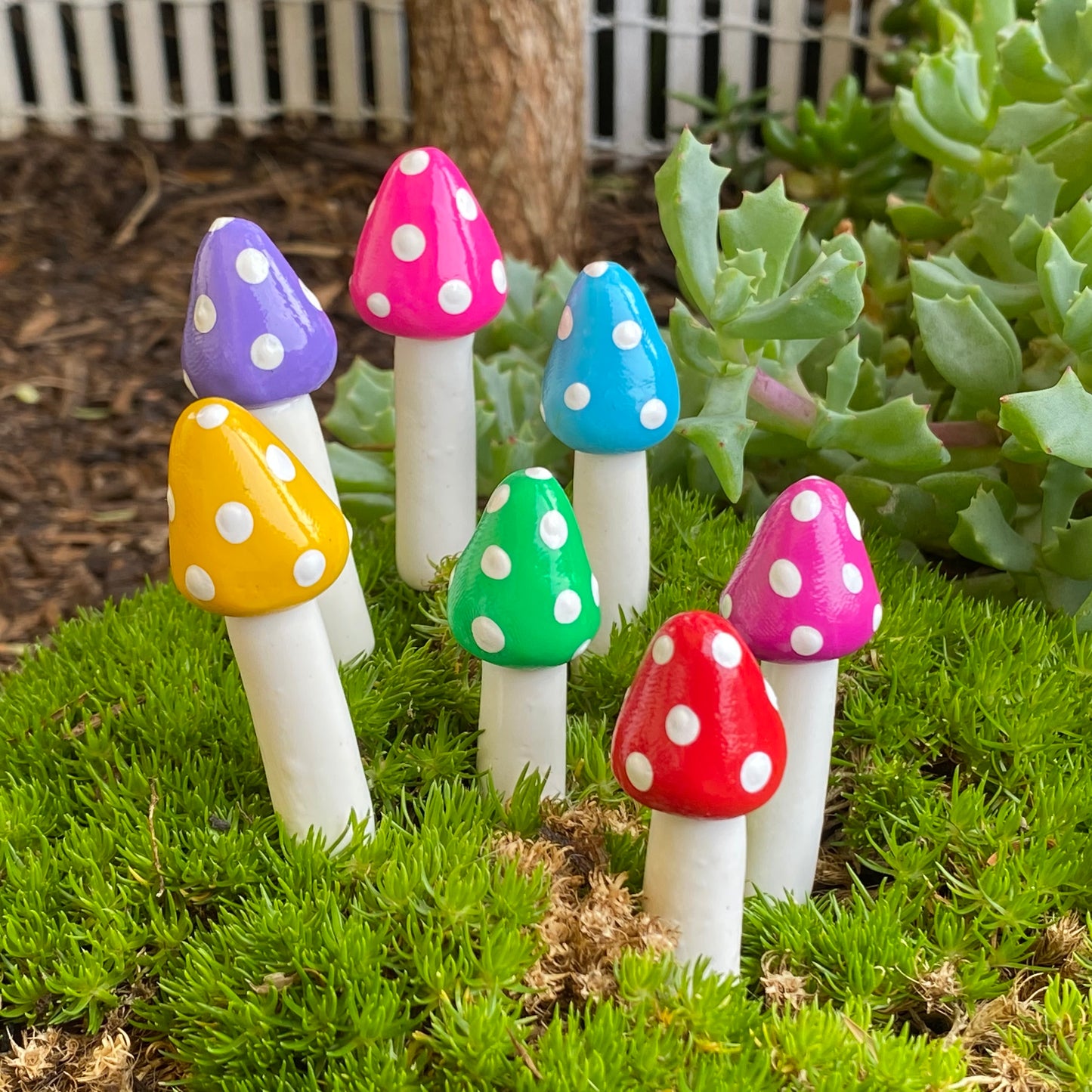 Fairy Garden Pointy Top Mushrooms (Set Of 8)