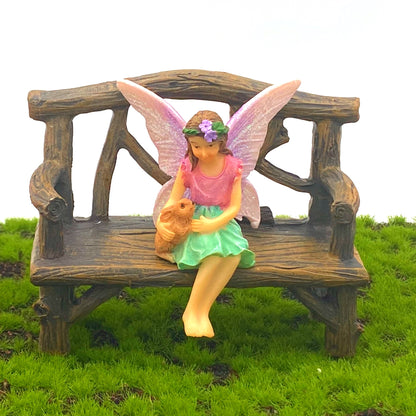 Fairy Garden Resin Log Bench Seat