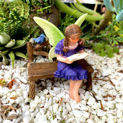 Miniature Garden Bench W/Blue Bird