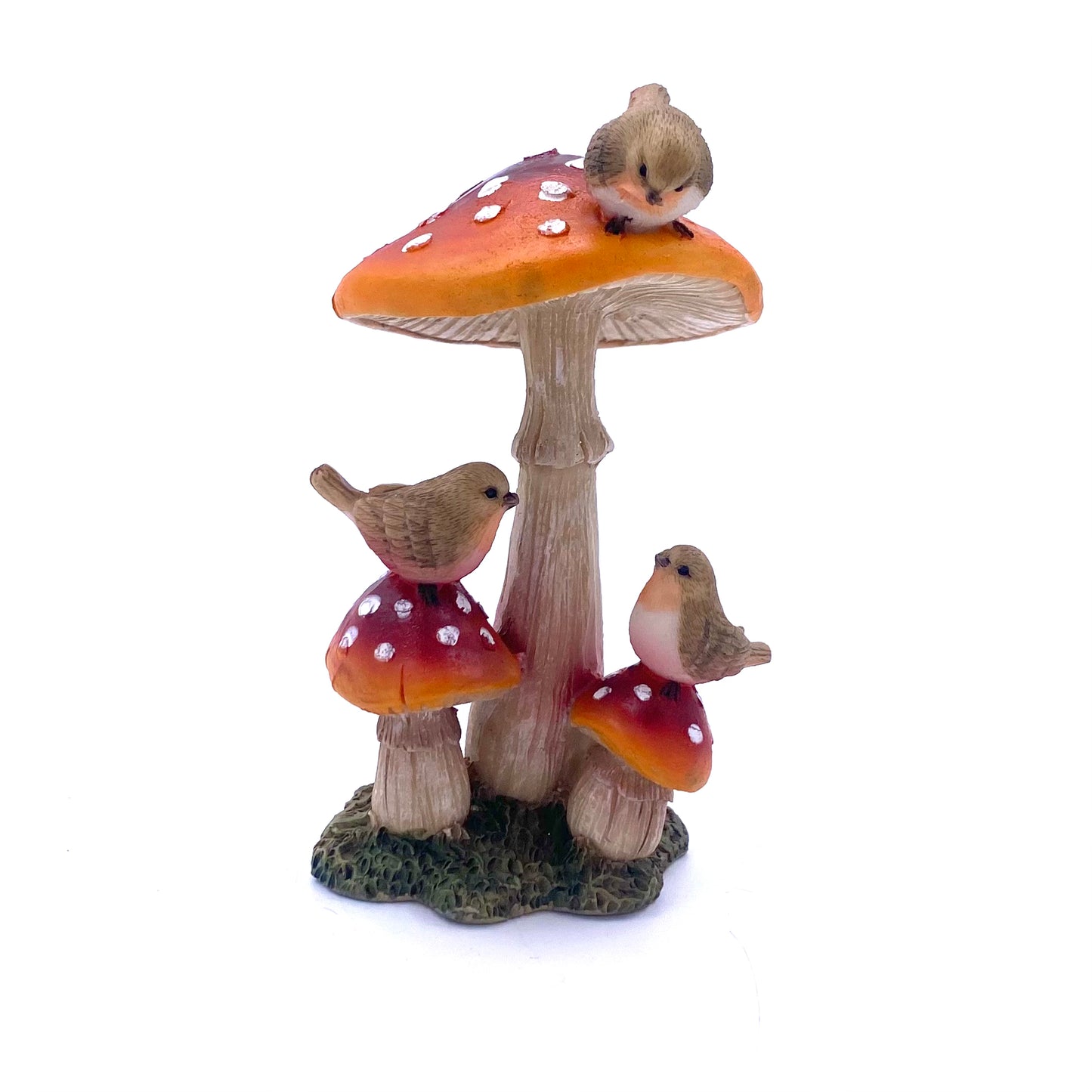 Triple Mushroom With Red Robbin, Australian Fairy Garden Products, Fairies