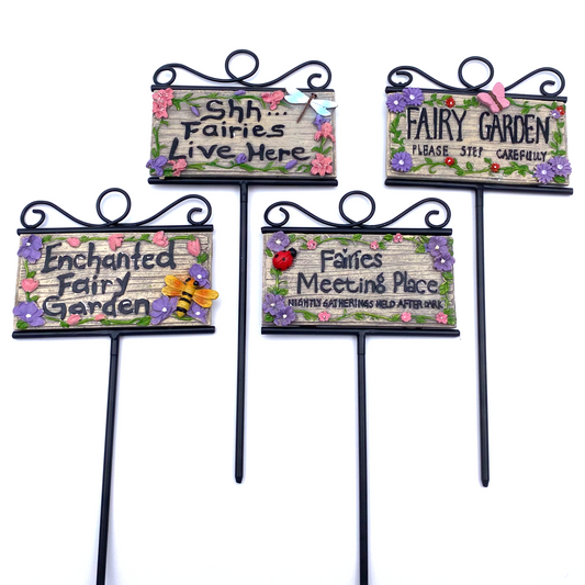 Fairy Garden Resin And Metal Sign