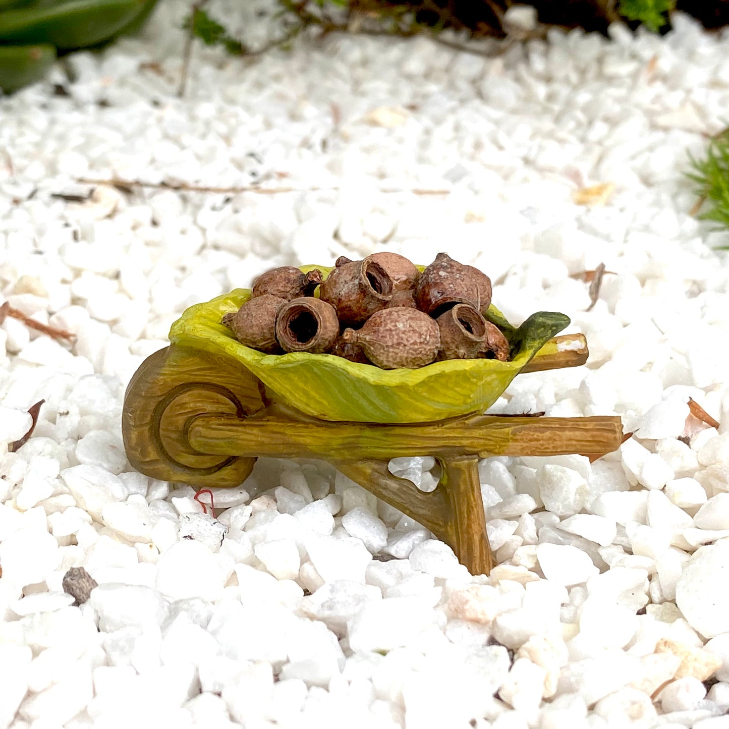 Leaf Wheelbarrow With Gum Nuts