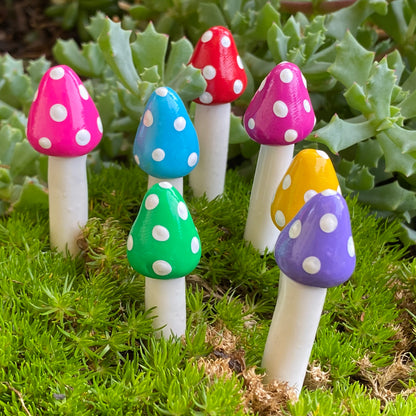 Fairy Garden Pointy Top Mushrooms (Set Of 8)