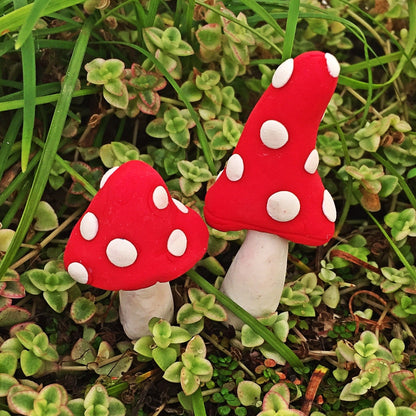 Fairy Garden Red and White whimsical Mushrooms